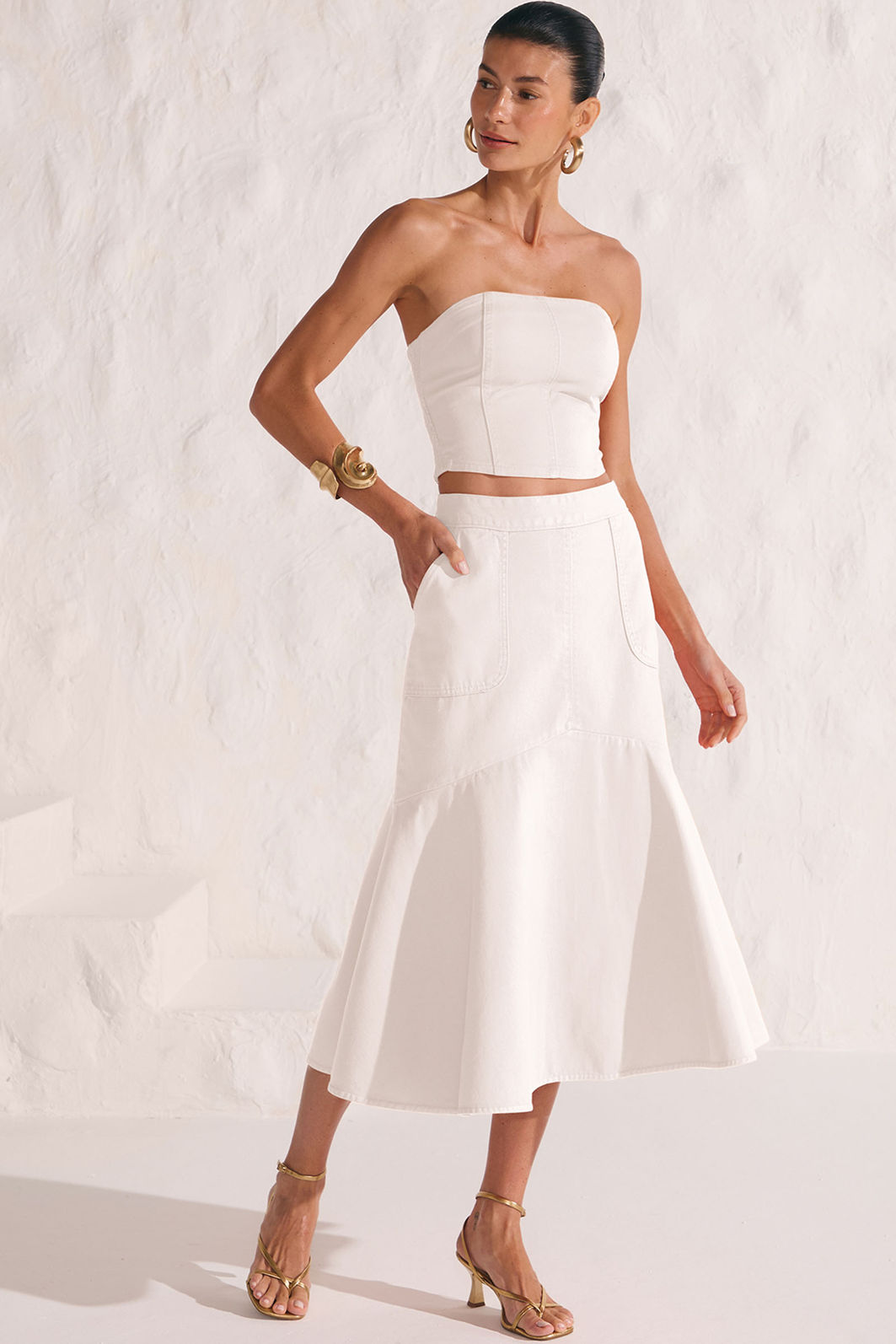 Saia maxi midi em sarja 86932 Linzzi Saia maxi midi em sarja 86932 Linzzi