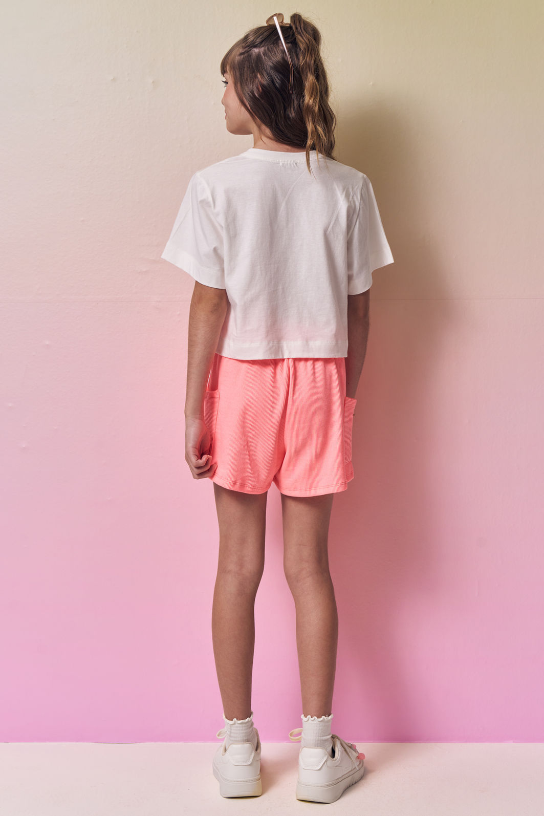 Conjunto de blusa em meia malha e shorts em soft line 96967 Vic Teen Menina Conjunto de blusa em meia malha e shorts em soft line 96967 Vic Teen Menina