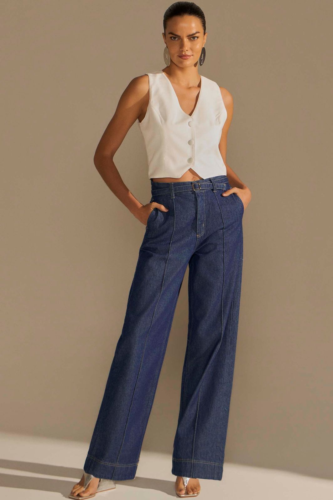Calça reta em denim 94986 Linzzi Calça reta em denim 94986 Linzzi