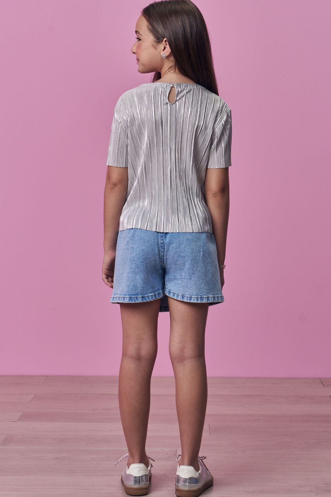 Short saia em jeans com elastano 99085 Vic Teen Menina