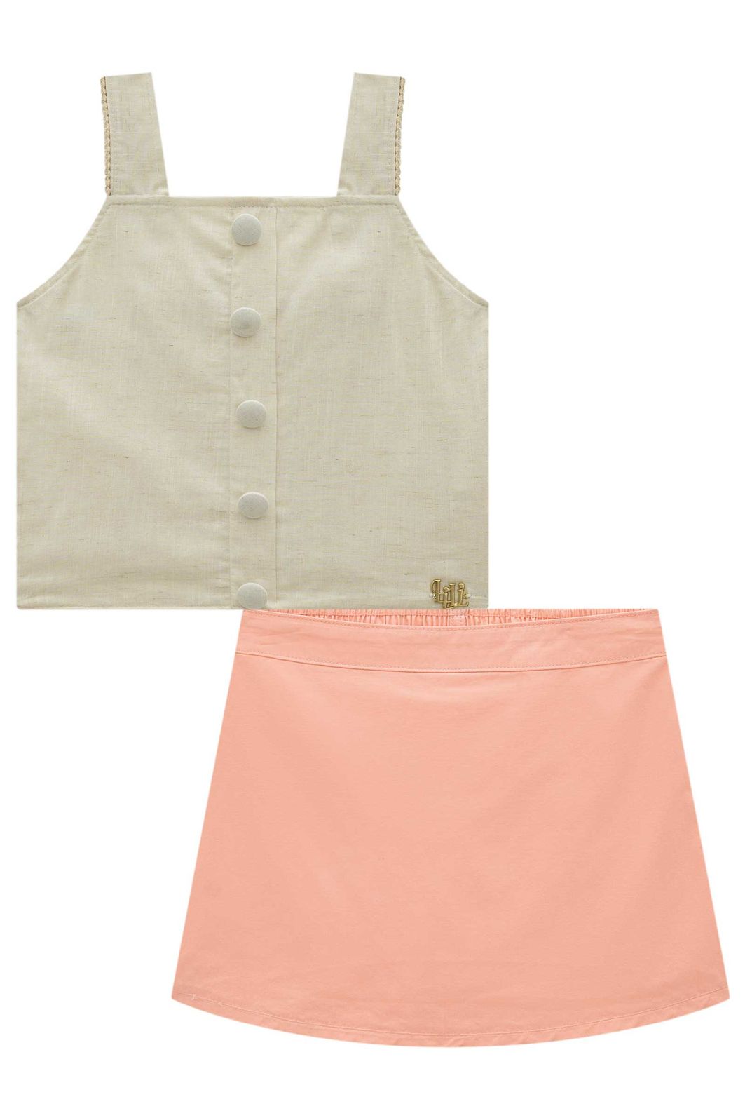 Conjunto de blusa em verano linho e short saia em sarja com elastano 99460 Lilimoon Teen Menina Conjunto de blusa em verano linho e short saia em sarja com elastano 99460 Lilimoon Teen Menina