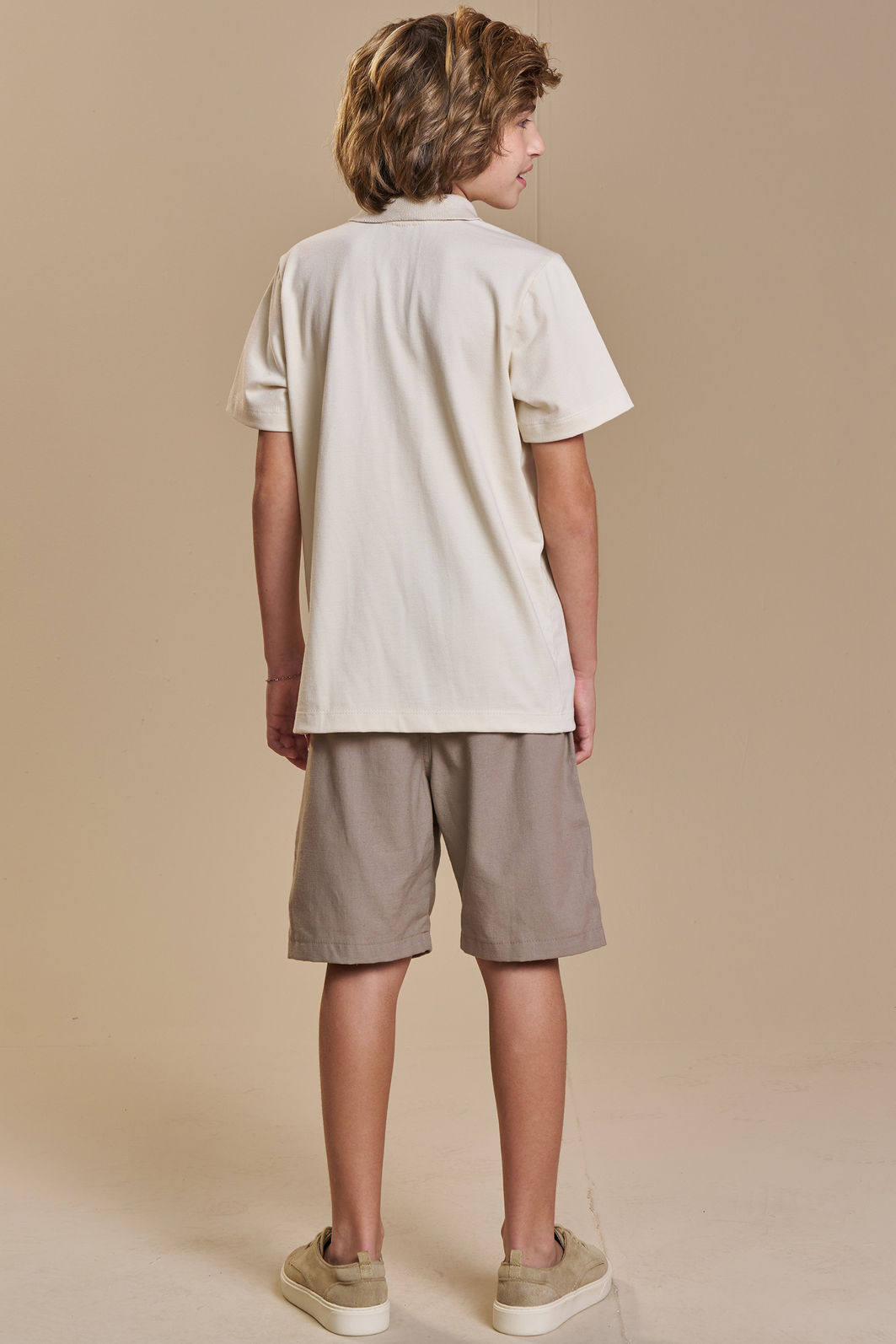 Bermuda em linho santorine com elastano 93374 Johnny Fox Teen Menino