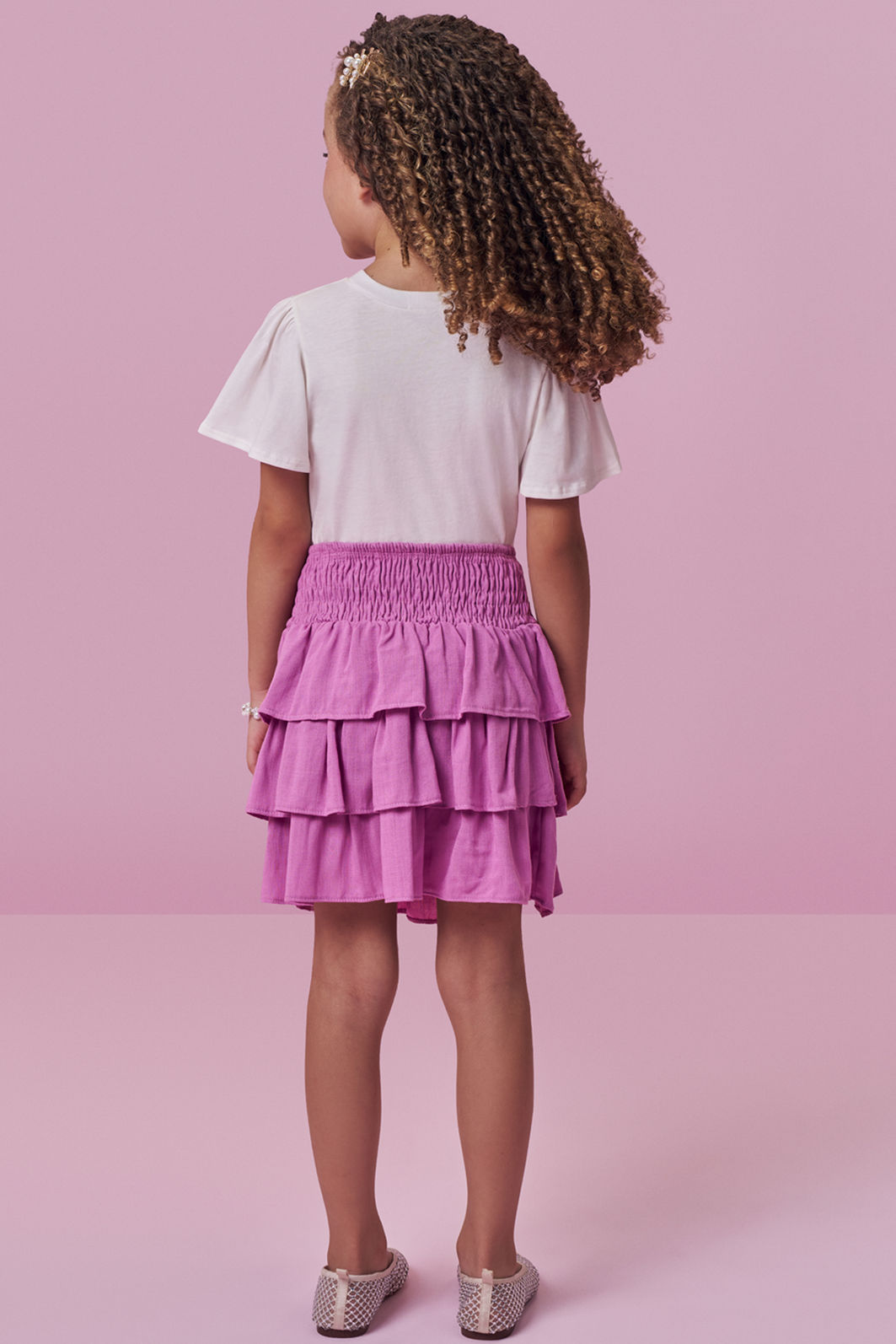 Conjunto de blusa em meia malha e saia em viscose (com shorts embutido) 99446 Kukiê Infantil Menina Conjunto de blusa em meia malha e saia em viscose (com shorts embutido) 99446 Kukiê Infantil Menina