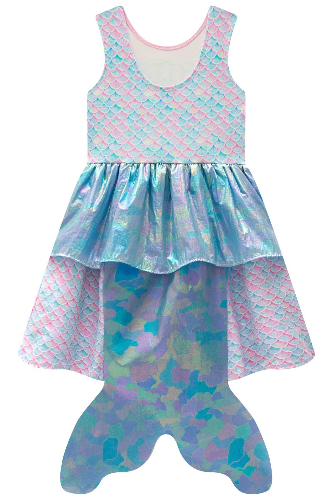 Fantasia de sereia em fly tech e nylon holográfico 97401 Infanti Infantil Menina Fantasia de sereia em fly tech e nylon holográfico 97401 Infanti Infantil Menina