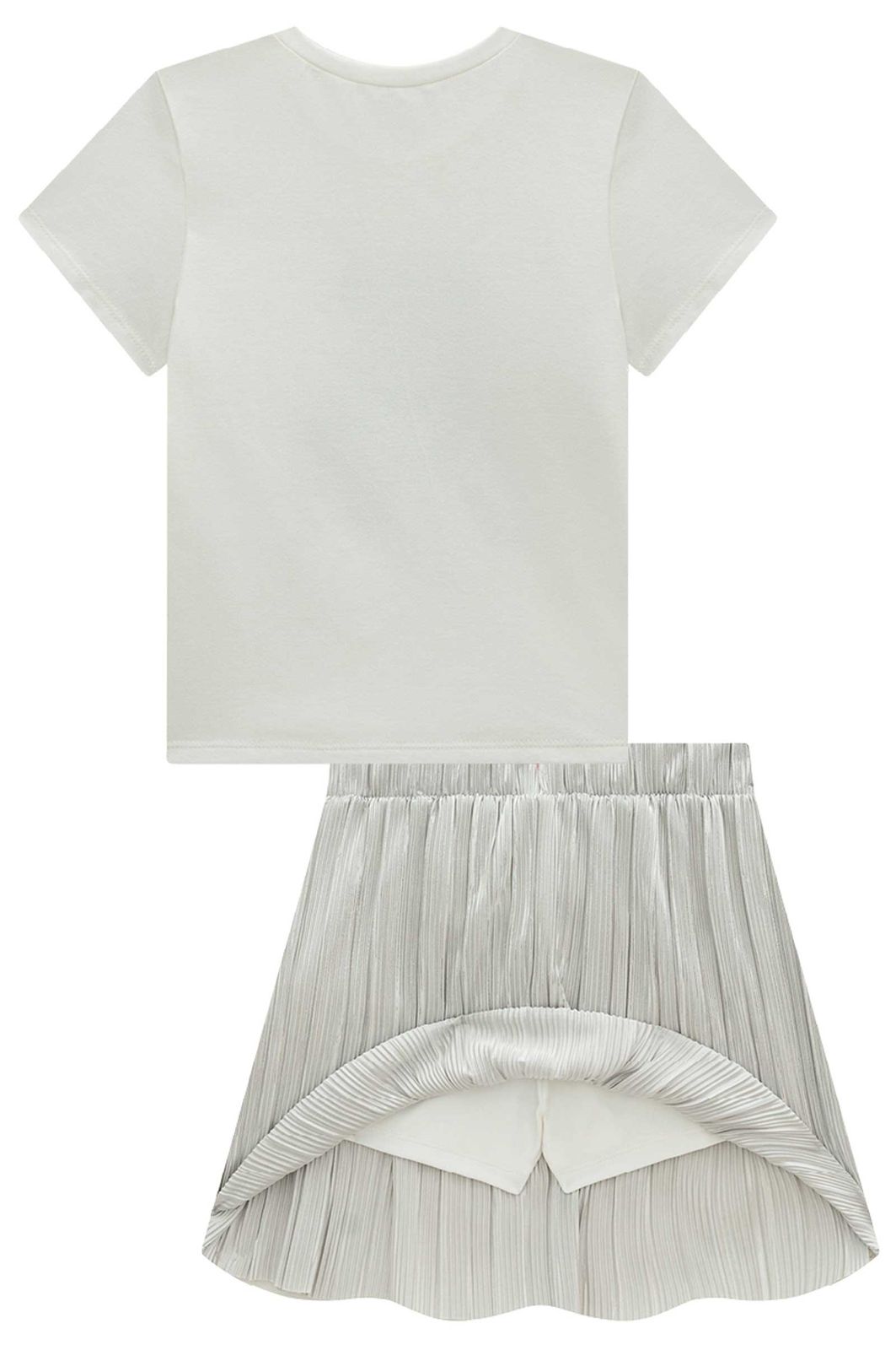 Conjunto de blusa em cotton e saia em plissado com shorts embutido 98524 Vic Teen Menina