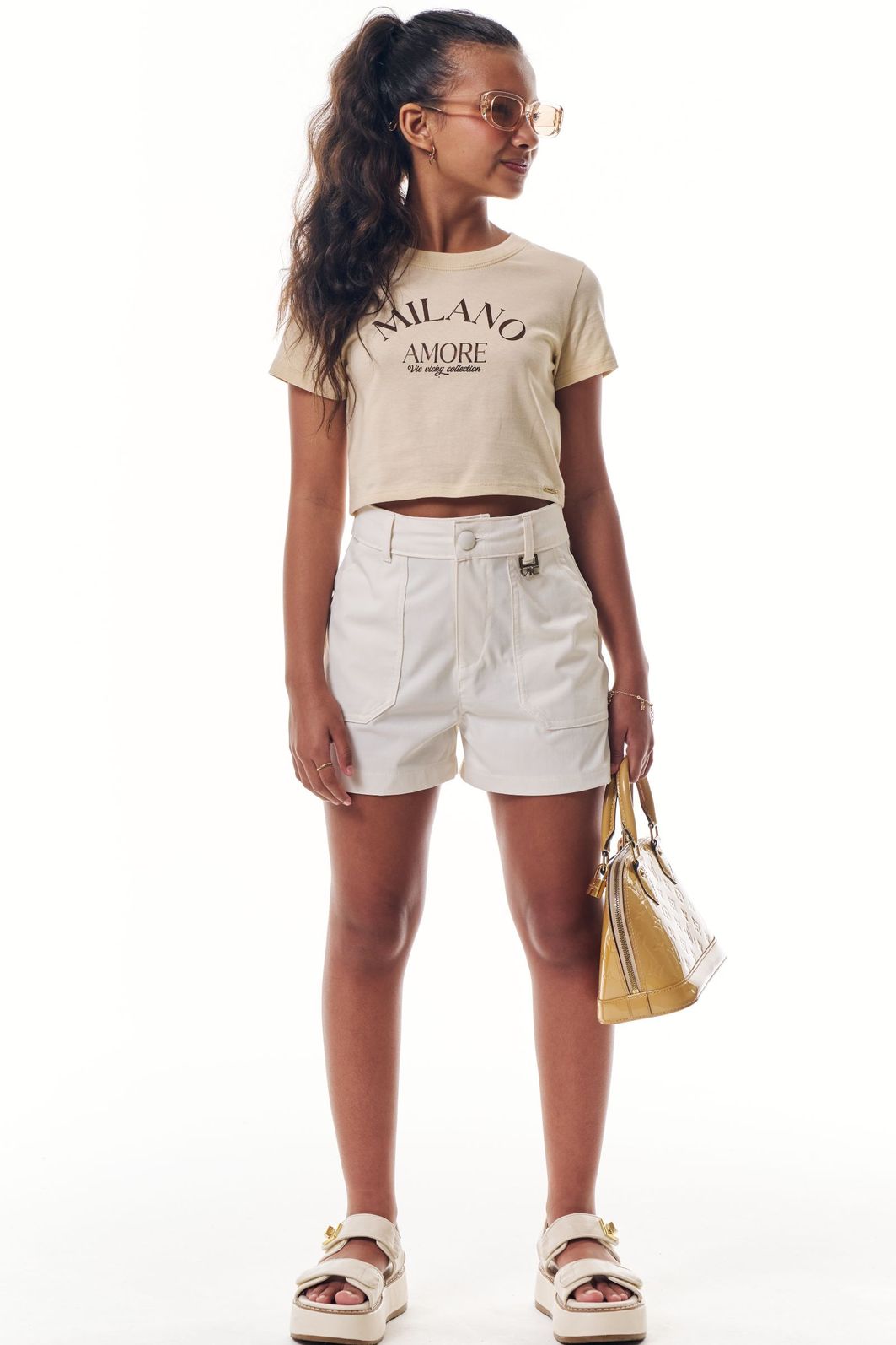 Shorts em alfaiataria tecno cargo 95638 Vic Teen Menina Shorts em alfaiataria tecno cargo 95638 Vic Teen Menina