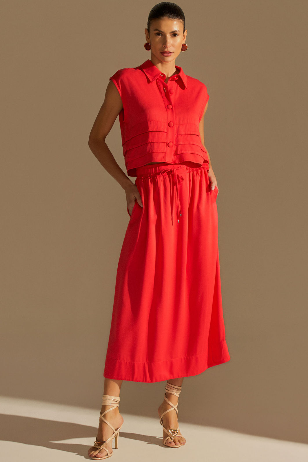 Saia maxi midi em blend de viscose 96178 Linzzi Saia maxi midi em blend de viscose 96178 Linzzi