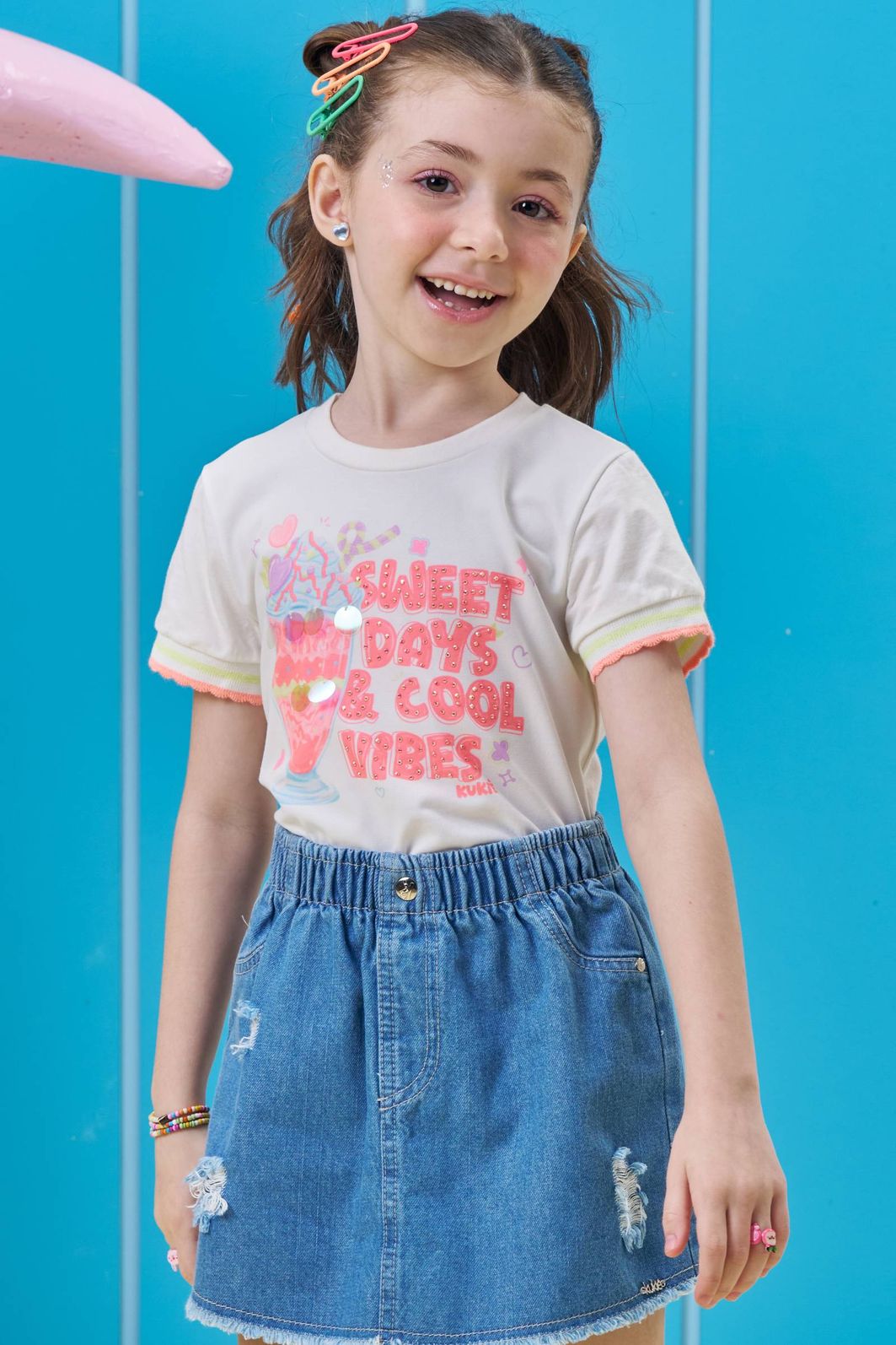 Blusa em meia malha 97023 Kukiê Infantil Menina Blusa em meia malha 97023 Kukiê Infantil Menina
