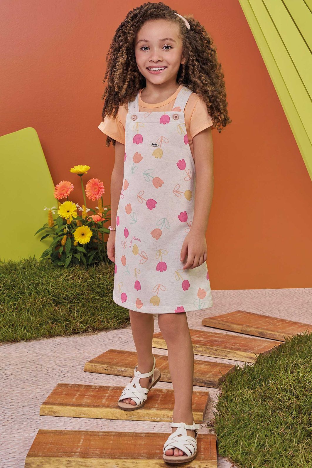 Conjunto de blusa em meia malha e salopete em moletom linho sem pelúcia 99564 Kukiê Infantil Menina Conjunto de blusa em meia malha e salopete em moletom linho sem pelúcia 99564 Kukiê Infantil Menina