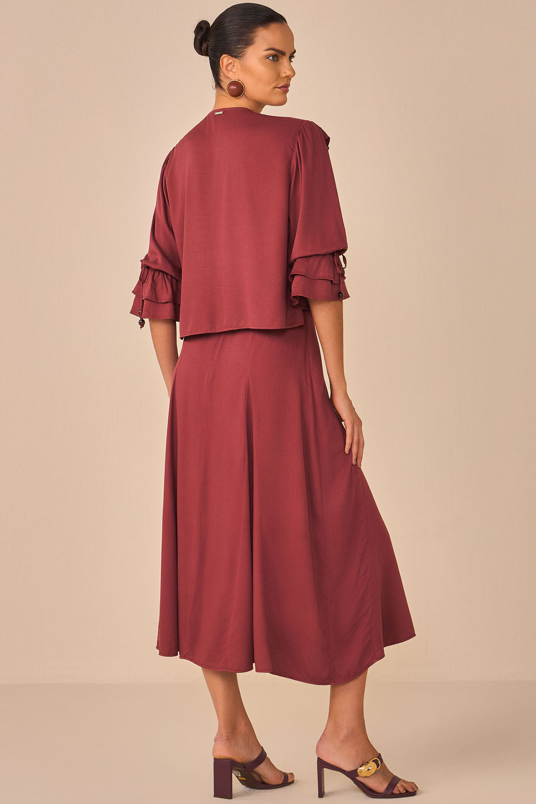 Saia maxi midi em blend de viscose 97070 Linzzi Saia maxi midi em blend de viscose 97070 Linzzi