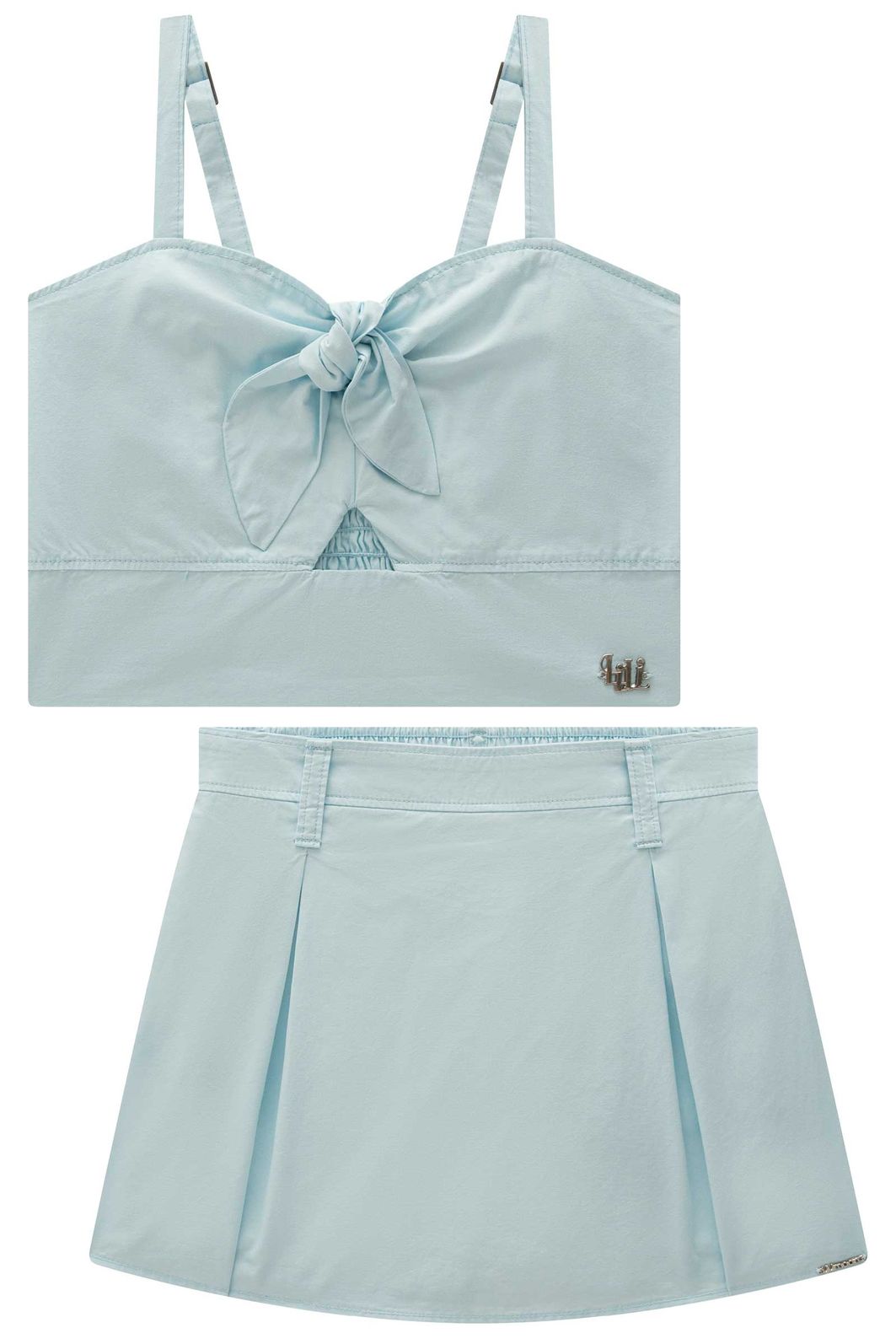 Conjunto de top e short saia em sarja com elastano 99359 Lilimoon Teen Menina Conjunto de top e short saia em sarja com elastano 99359 Lilimoon Teen Menina