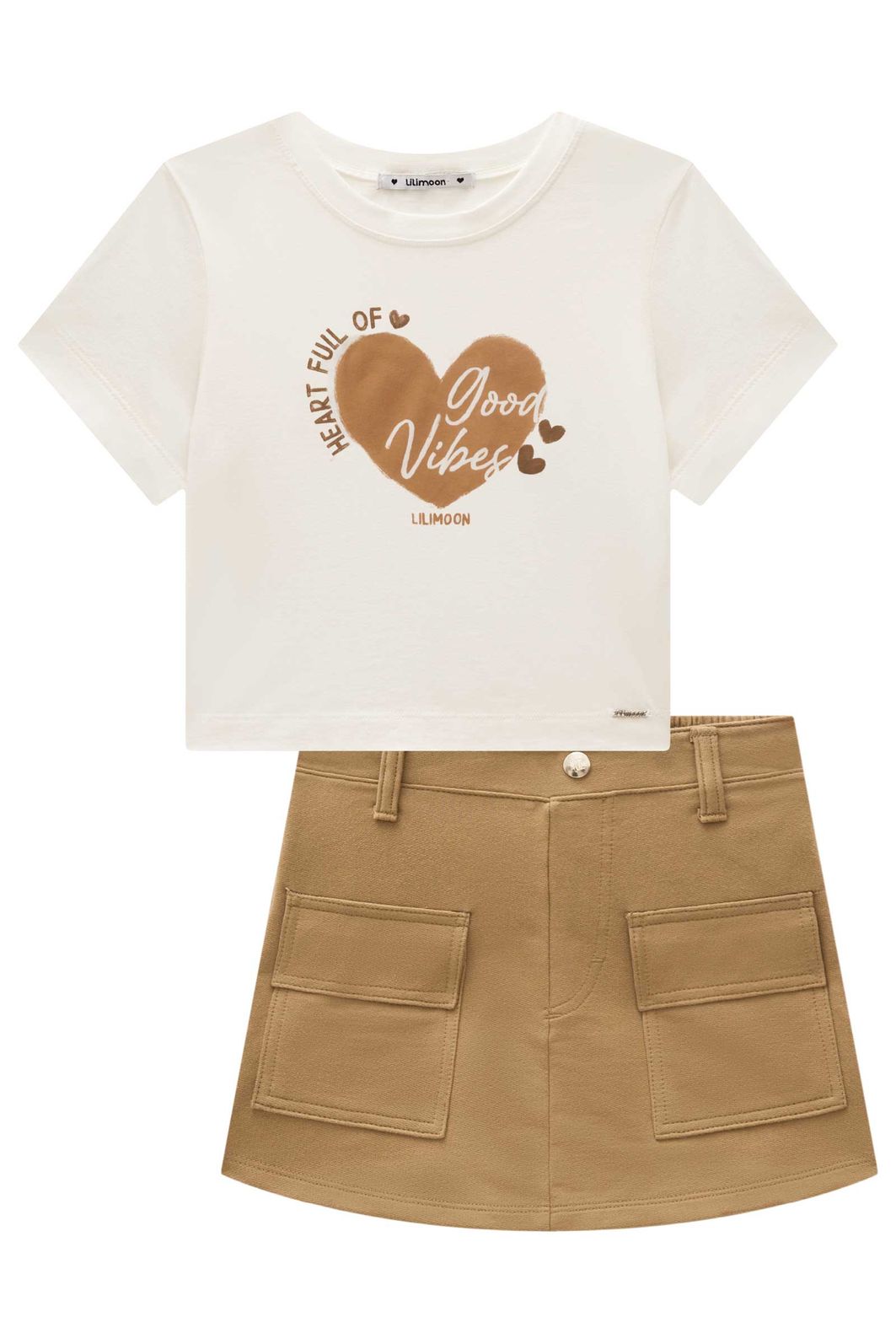 Conjunto de blusa em meia malha e short saia em moletom sem pelúcia 98574 Lilimoon Teen Menina Conjunto de blusa em meia malha e short saia em moletom sem pelúcia 98574 Lilimoon Teen Menina