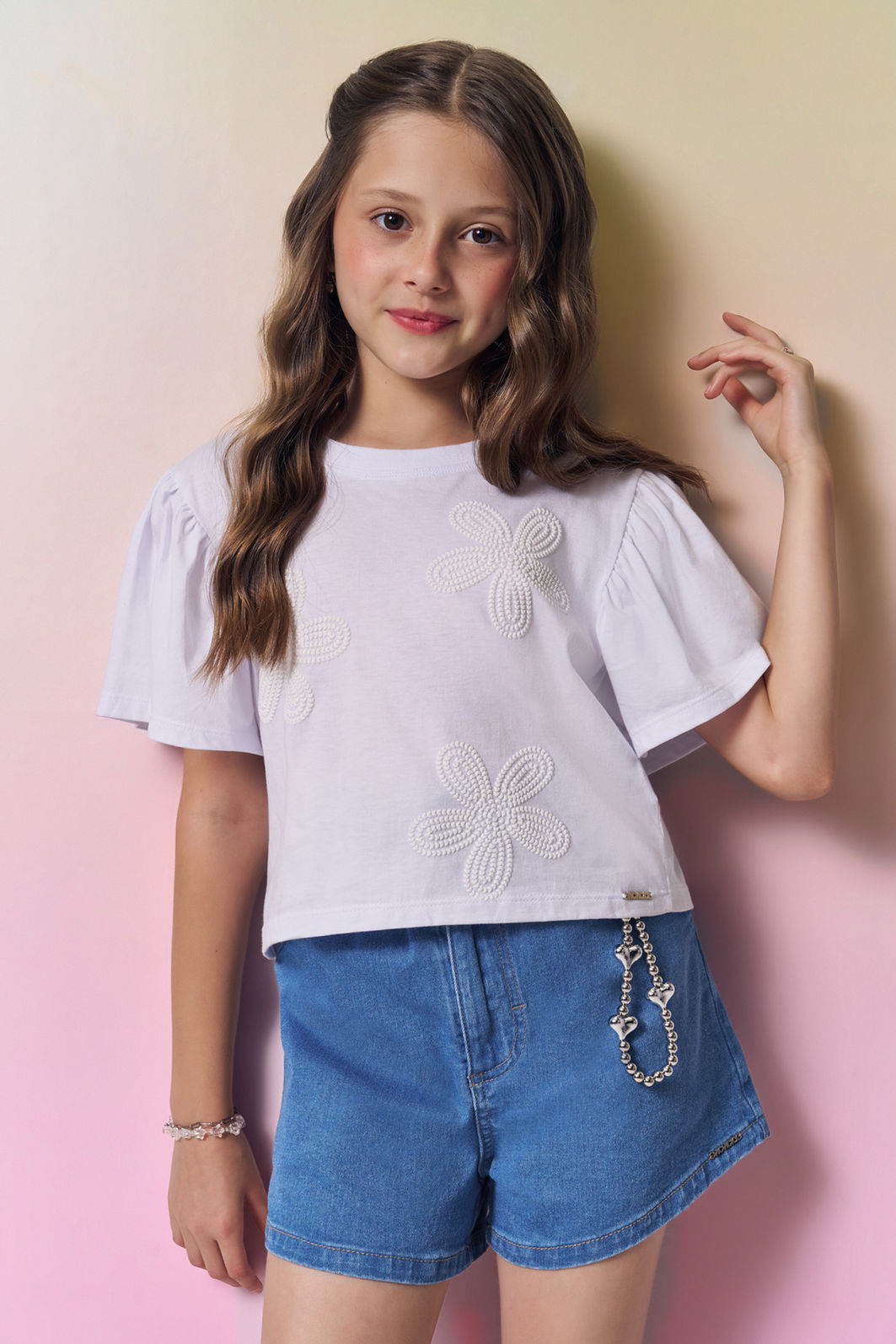 Shorts em jeans com elastano 94991 Vic Teen Menina
