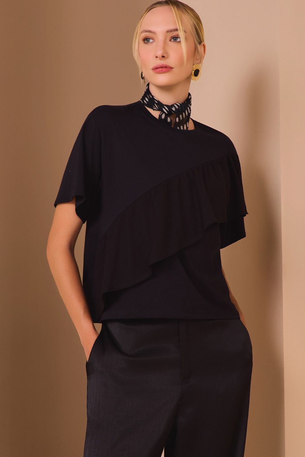 Blusa em malha de algodão premium 97871 Linzzi Blusa em malha de algodão premium 97871 Linzzi