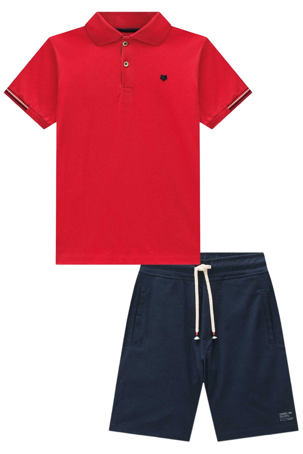 Conjunto de camisa polo em piquet com elastano e bermuda em sarja girassol com elastano 98821 Johnny Fox Teen Menino Conjunto de camisa polo em piquet com elastano e bermuda em sarja girassol com elastano 98821 Johnny Fox Teen Menino