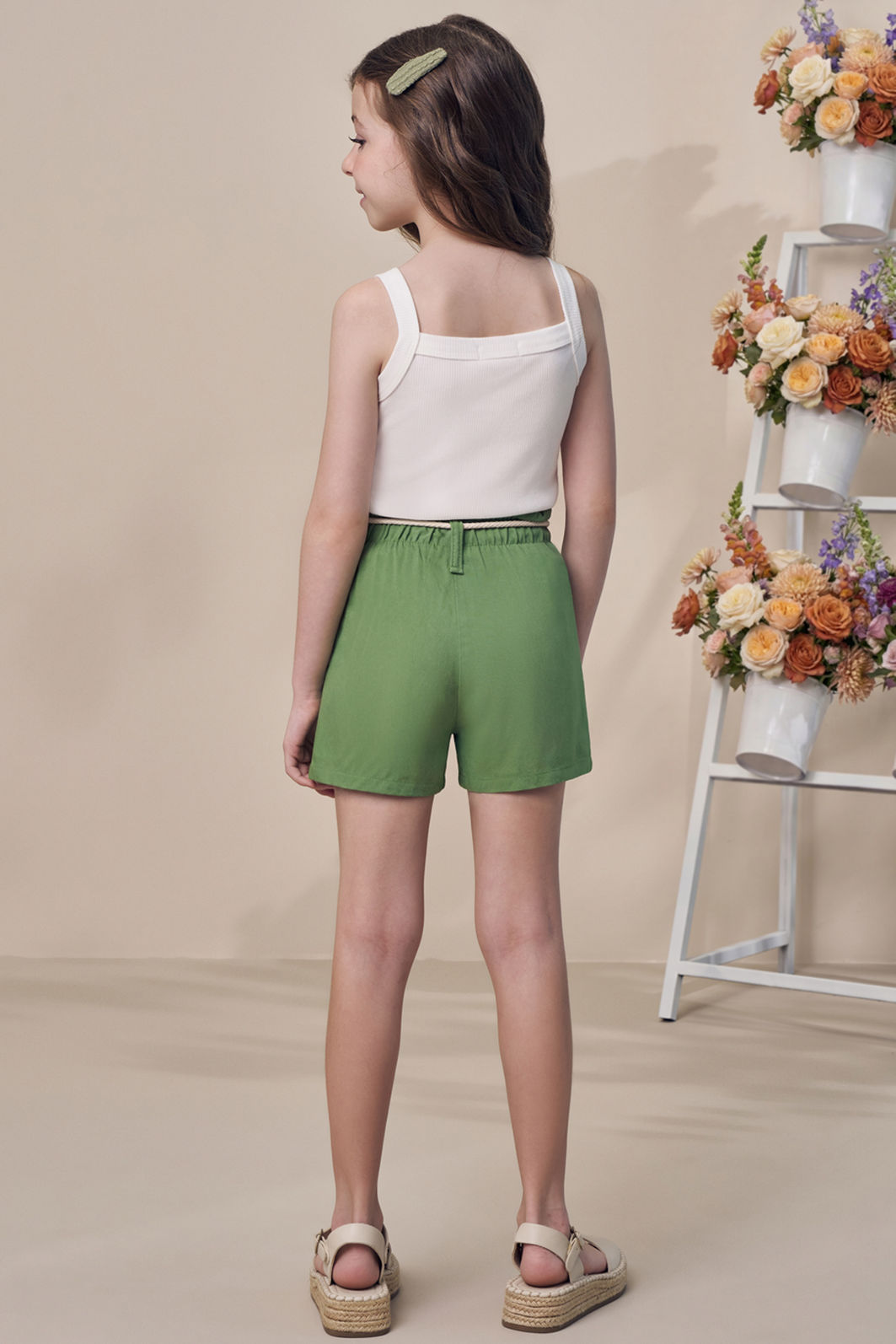 Conjunto de regata em canelado liz com shorts em viscose 98125 Infanti Infantil Menina
