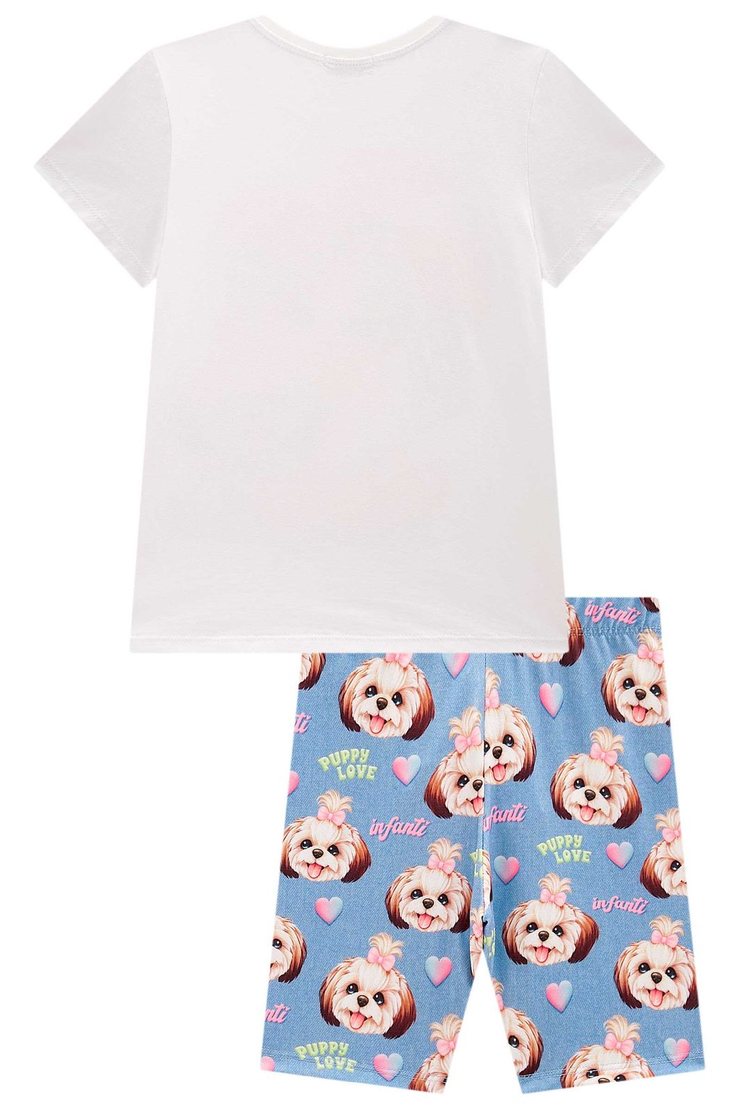 Conjunto de blusa em meia malha e bermuda biker em malha power 98076 Infanti Infantil Menina Conjunto de blusa em meia malha e bermuda biker em malha power 98076 Infanti Infantil Menina