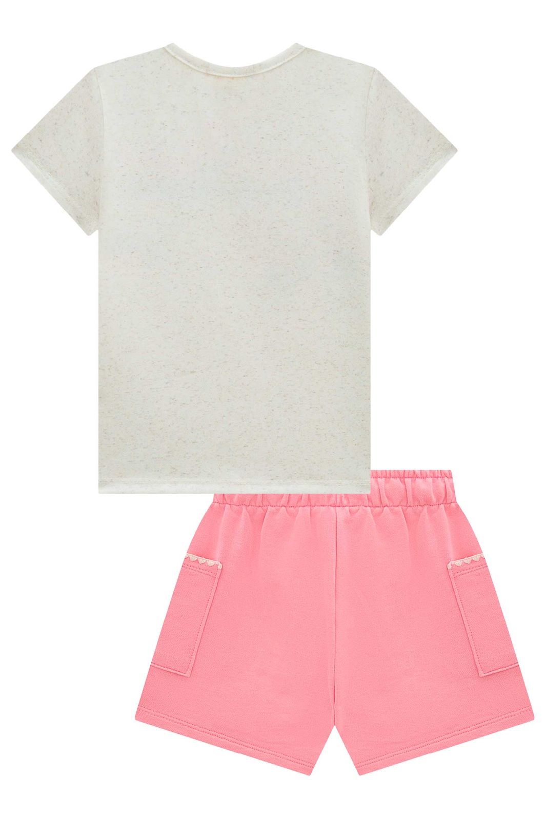 Conjunto de blusa em malha power e shorts em moletom sem pelúcia 98557 Infanti Infantil Menina