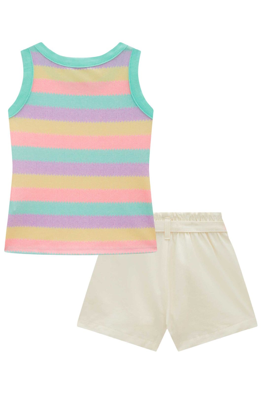 Conjunto de regata em canelado e shorts em sarja com elastano 98321 Infanti Infantil Menina Conjunto de regata em canelado e shorts em sarja com elastano 98321 Infanti Infantil Menina