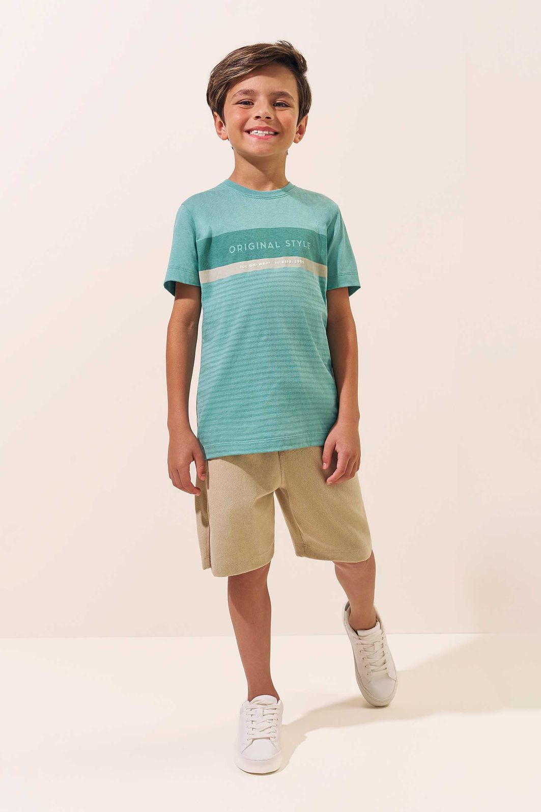 Conjunto de camiseta em meia malha e bermuda em cotton jeans com elastano 96976 LucBoo Infantil Menino Conjunto de camiseta em meia malha e bermuda em cotton jeans com elastano 96976 LucBoo Infantil Menino