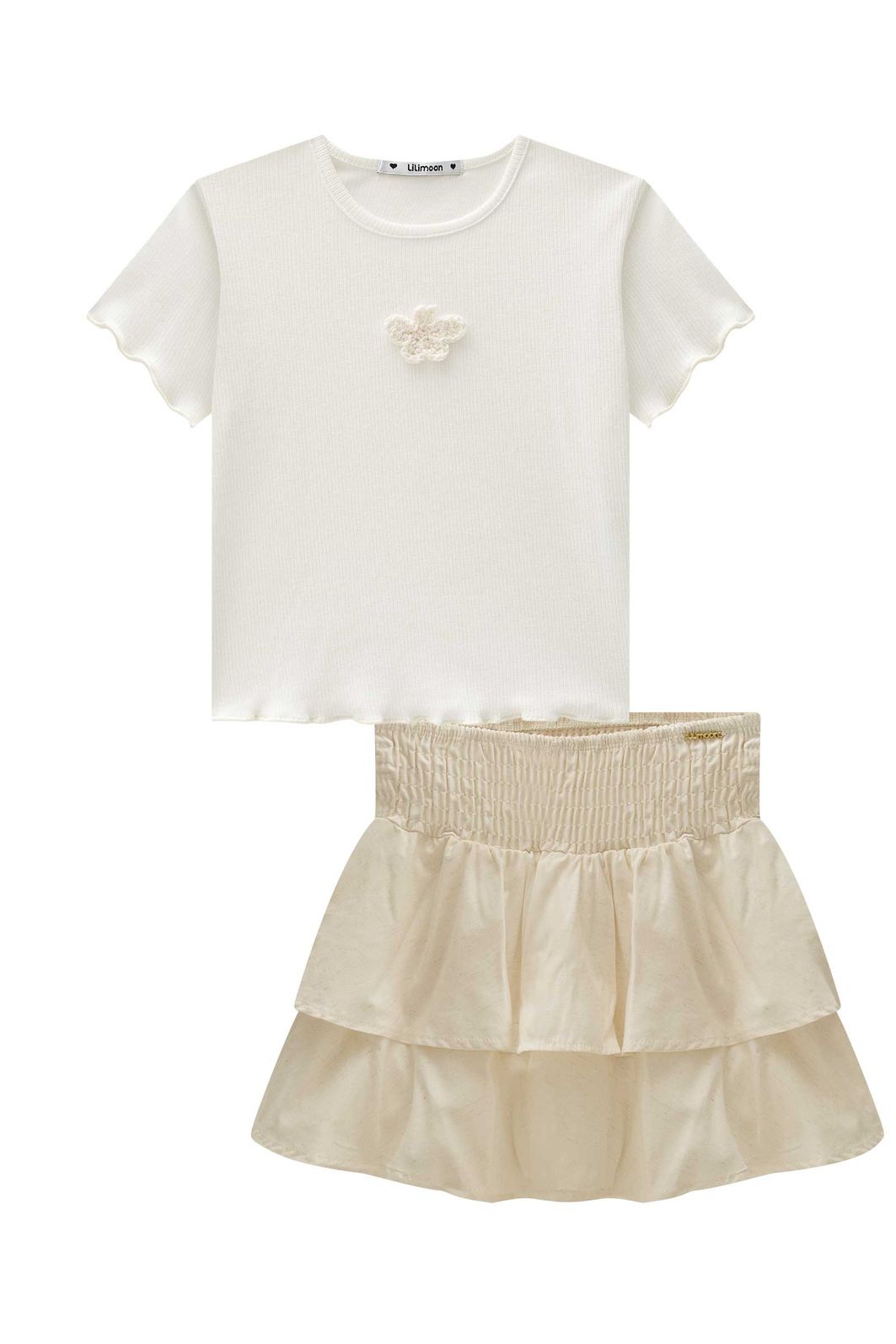 Conjunto de blusa em canelado liz e saia em linho deluxe com shorts embutido 95213 Lilimoon Teen Menina Conjunto de blusa em canelado liz e saia em linho deluxe com shorts embutido 95213 Lilimoon Teen Menina