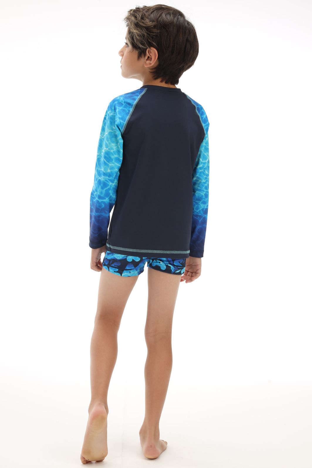 Conjunto de camiseta e sunga em malha UV dry com preoteção UV50+ 92467 LucBoo Infantil Menino Conjunto de camiseta e sunga em malha UV dry com preoteção UV50+ 92467 LucBoo Infantil Menino