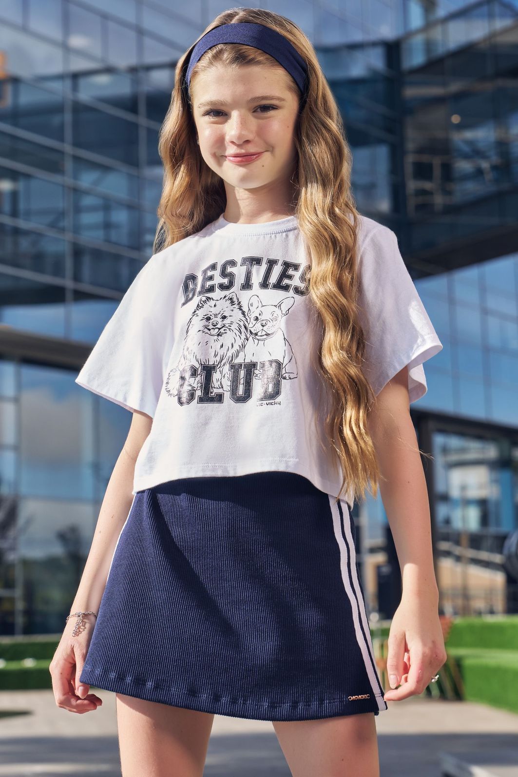 Conjunto de blusa em meia malha e saia em soft line com shorts embutido 96912 Vic Teen Menina Conjunto de blusa em meia malha e saia em soft line com shorts embutido 96912 Vic Teen Menina