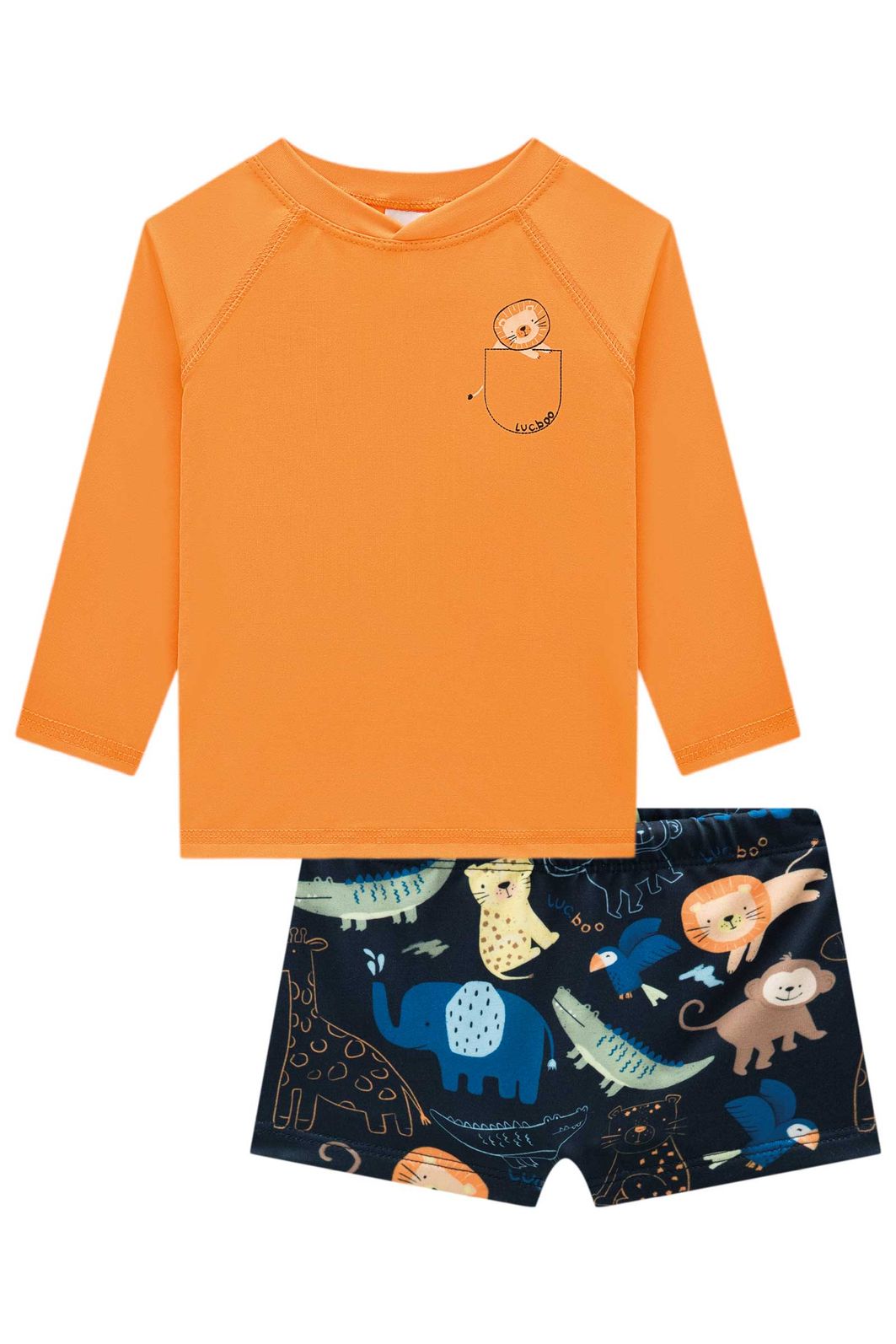 Conjunto de camiseta e sunga em malha UV dry com proteção UV 50+ 92882 LucBoo Bebê Menino Conjunto de camiseta e sunga em malha UV dry com proteção UV 50+ 92882 LucBoo Bebê Menino
