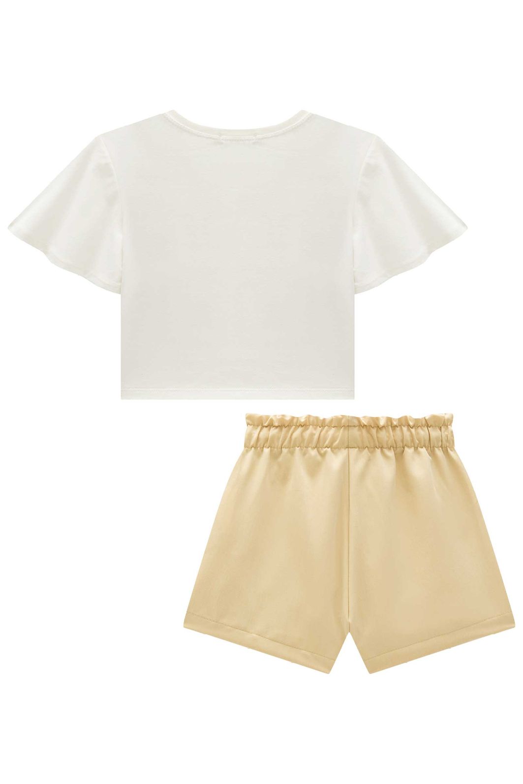 Conjunto de blusa em meia malha e shorts em blend de viscose com elastano 96418 Infanti Infantil Menina Conjunto de blusa em meia malha e shorts em blend de viscose com elastano 96418 Infanti Infantil Menina