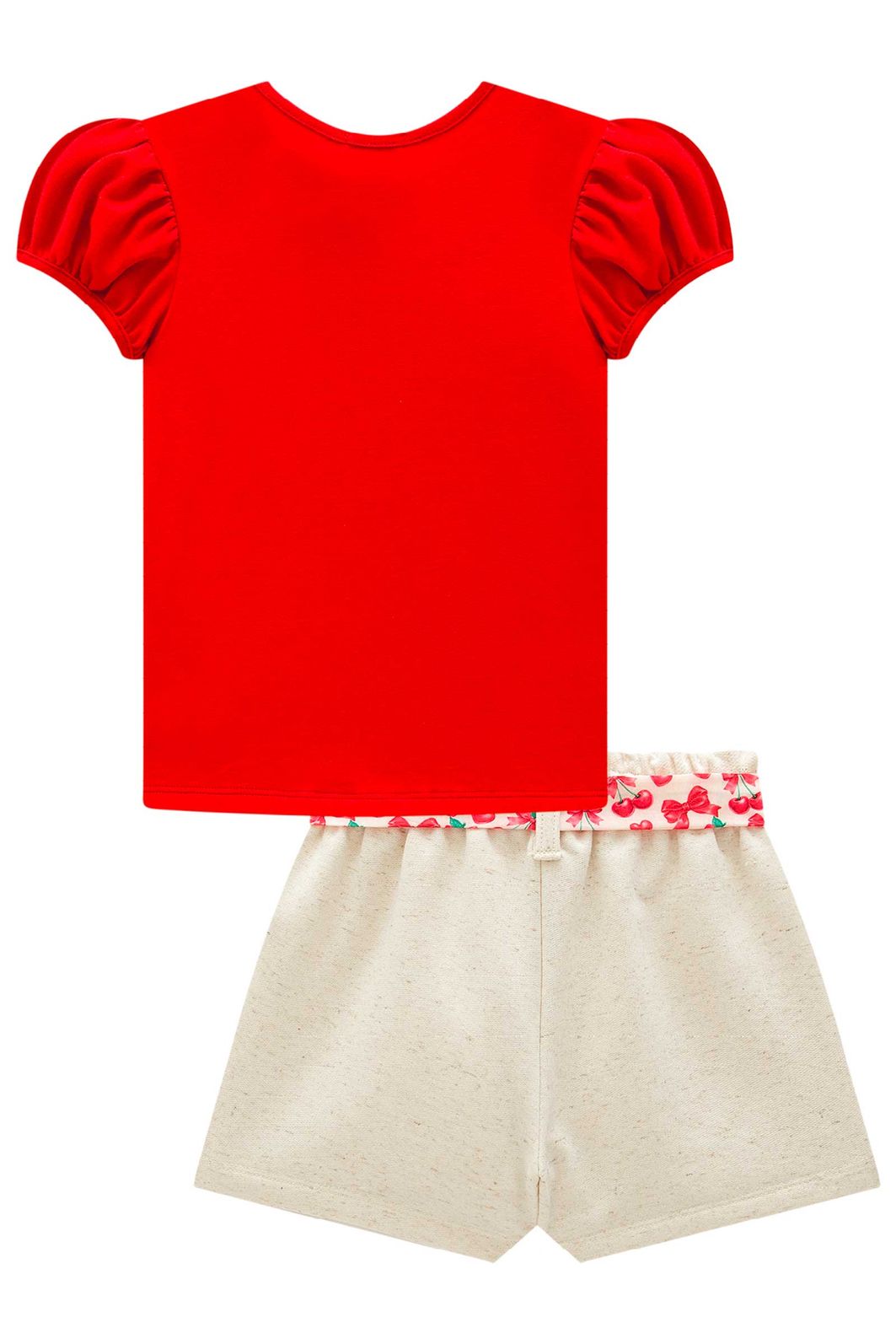 Conjunto de blusa em cotton e short saia em moletom linho sem pelúcia 98988 Infanti Infantil Menina