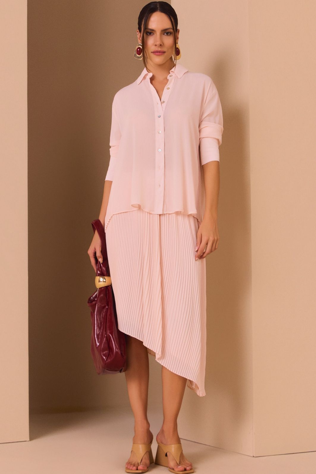 Camisa em chiffon texturizado 97662 Linzzi Camisa em chiffon texturizado 97662 Linzzi