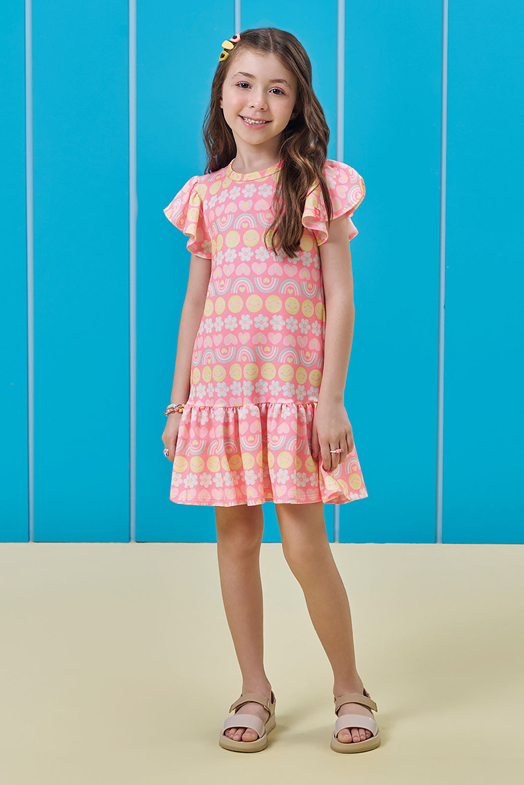 Vestido em molecotton 95082 Kukiê Infantil Menina Vestido em molecotton 95082 Kukiê Infantil Menina