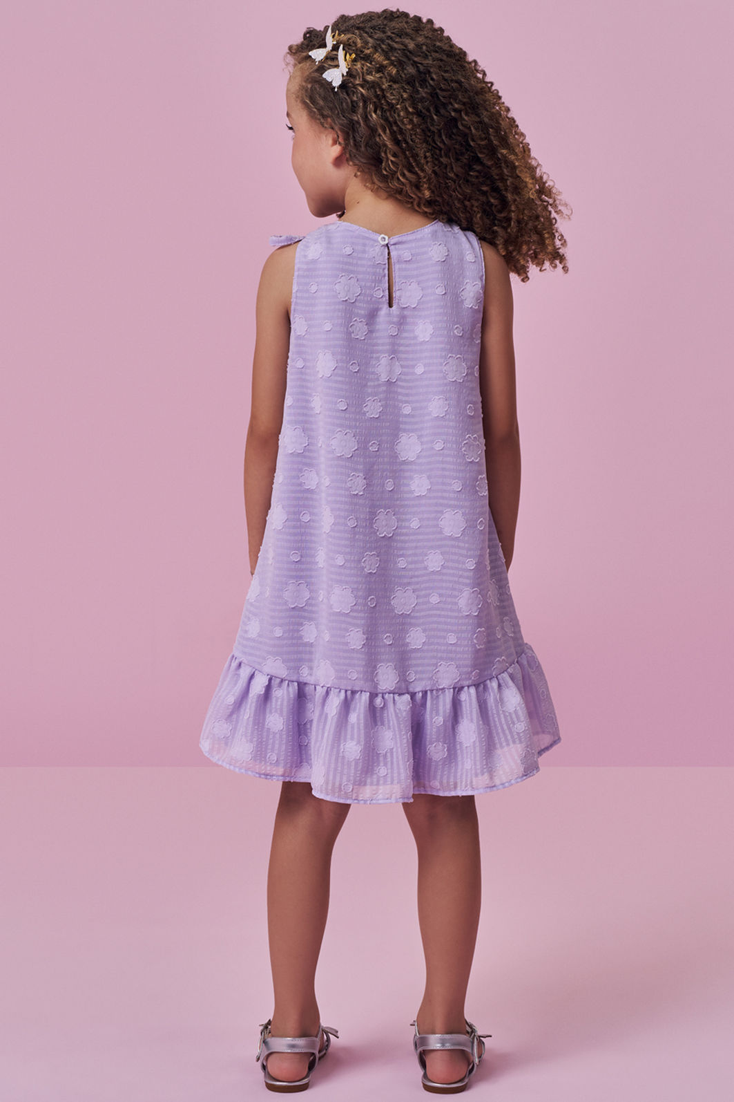 Vestido em chiffon flores 99393 Kukiê Infantil Menina