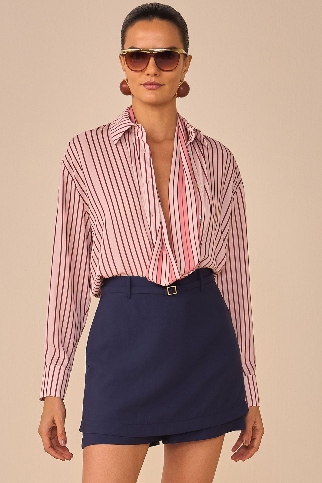 Camisa em chiffon listrado 96745 Linzzi Camisa em chiffon listrado 96745 Linzzi