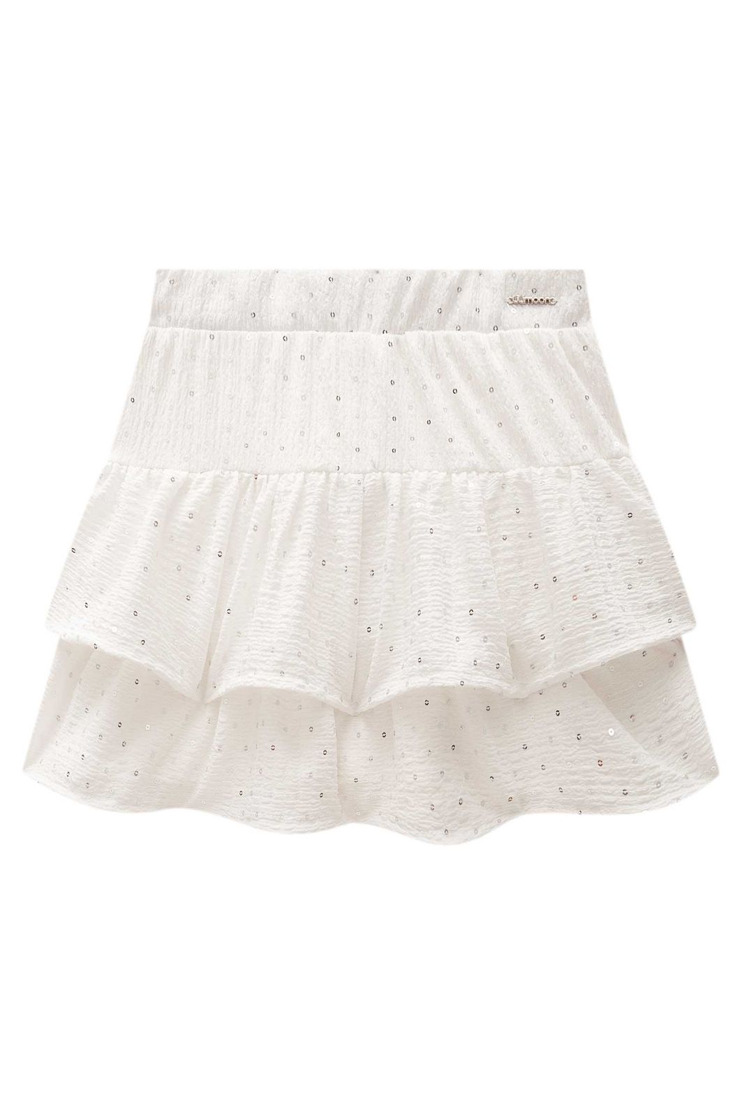 Saia ruffle em anarruga bordada paetê com shorts embutido 98166 Lilimoon Teen Menina