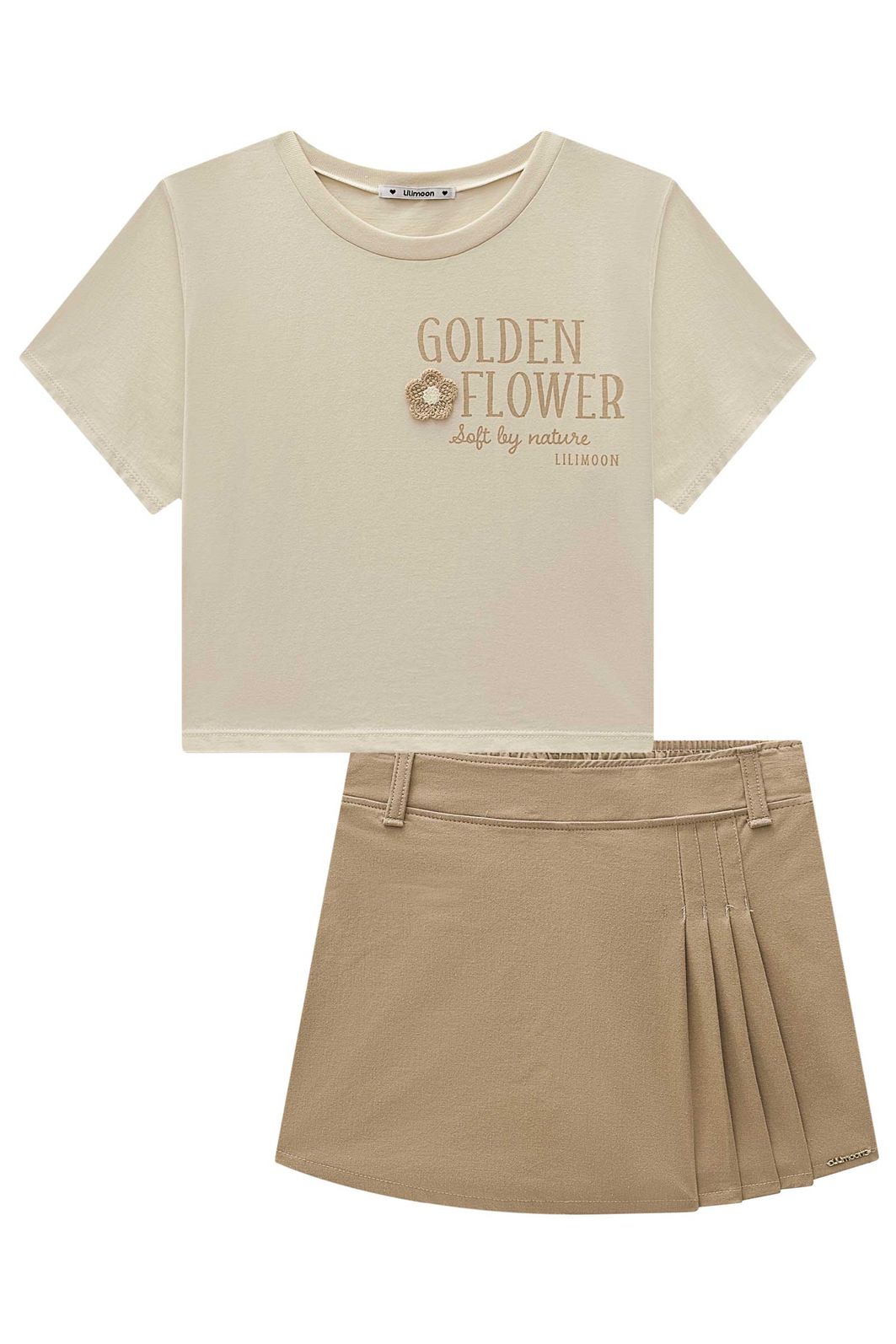 Conjunto de blusa em meia malha e short saia em sarja com elastano 98787 Lilimoon Teen Menina Conjunto de blusa em meia malha e short saia em sarja com elastano 98787 Lilimoon Teen Menina