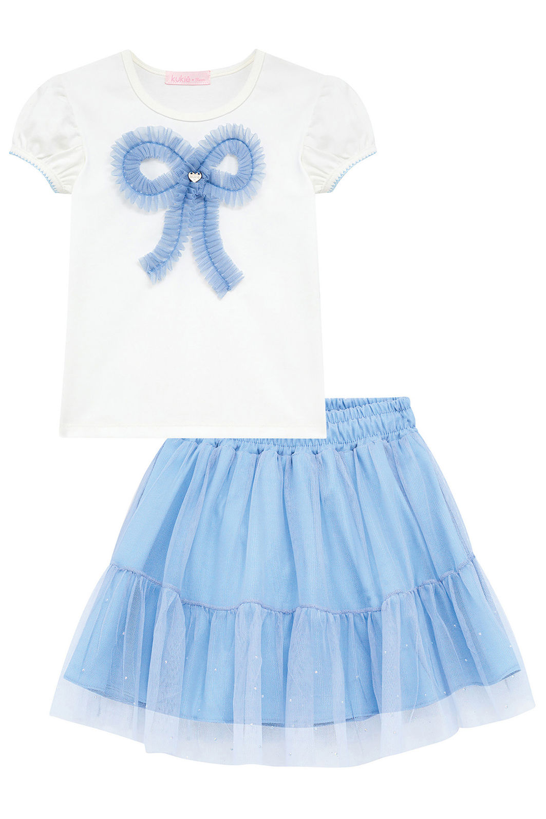 Conjunto de blusa em cotton e saia em tule com elastano (com shorts embutido) 96787 Kukiê Infantil Menina Conjunto de blusa em cotton e saia em tule com elastano (com shorts embutido) 96787 Kukiê Infantil Menina