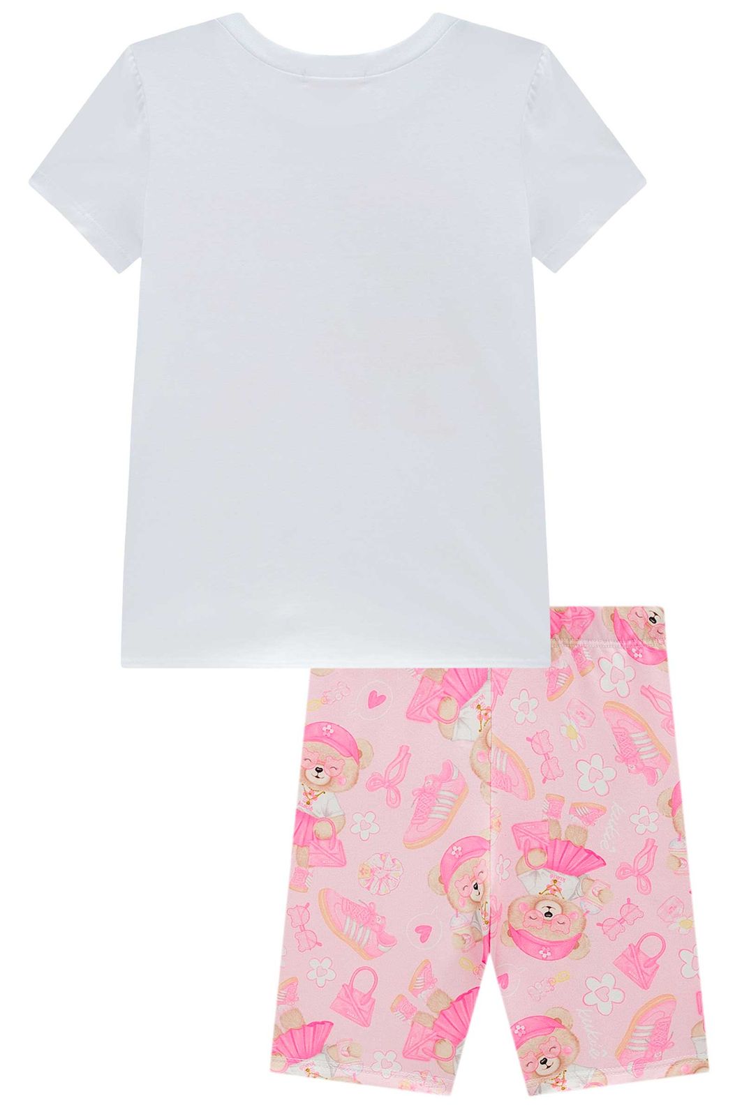 Conjunto de blusa em meia malha e bermuda biker em molecotton 98760 Kukiê Infantil Menina Conjunto de blusa em meia malha e bermuda biker em molecotton 98760 Kukiê Infantil Menina