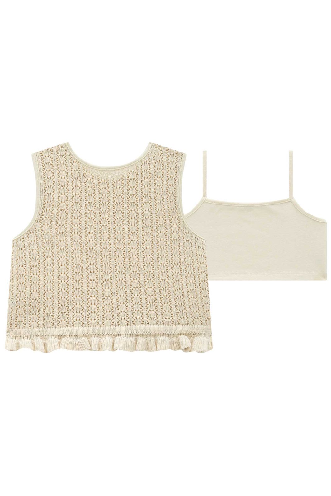Regata sobreposição em tricot 100% algodão e top forro em ribana 1x1 94429 Vic Teen Menina Regata sobreposição em tricot 100% algodão e top forro em ribana 1x1 94429 Vic Teen Menina