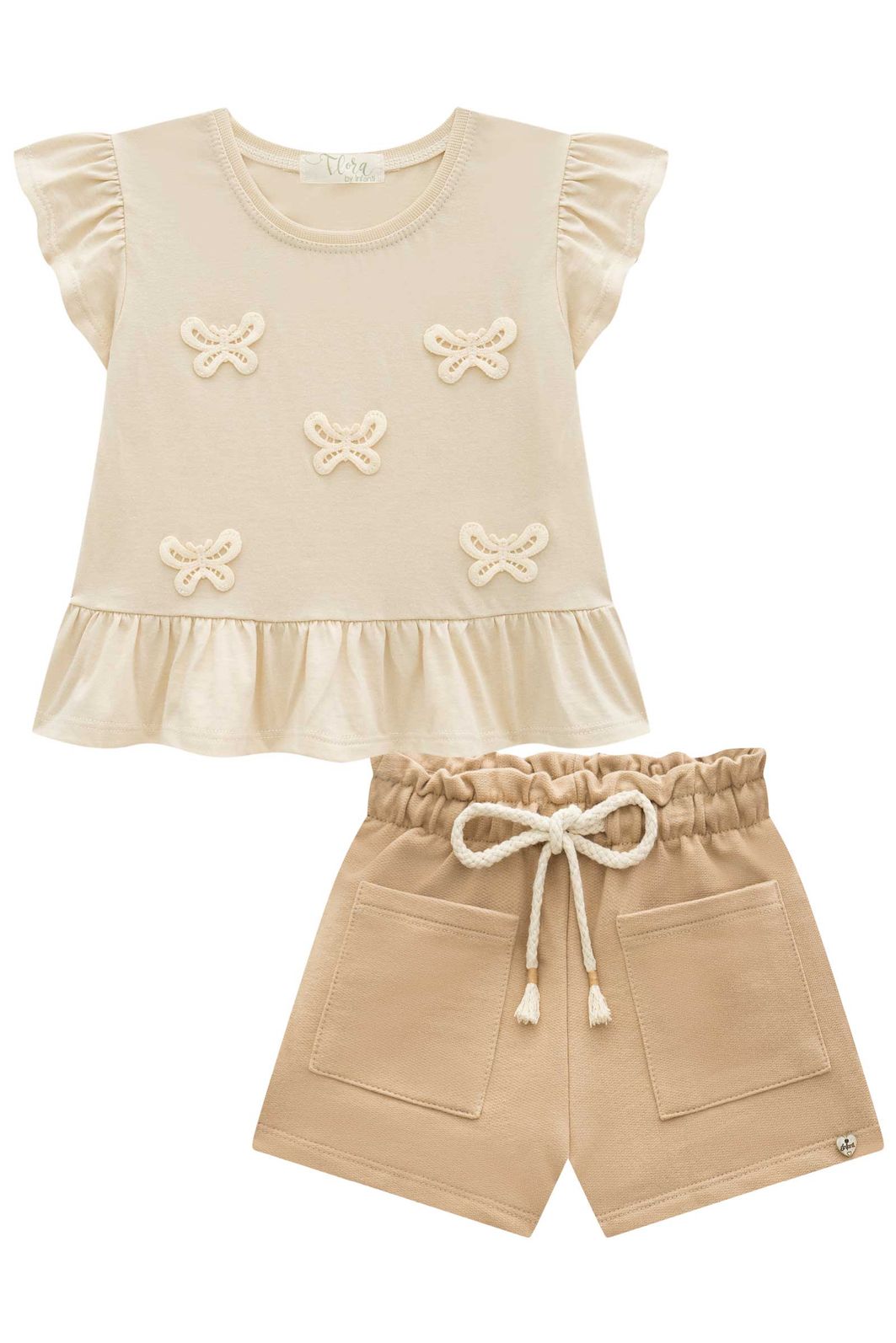 Conjunto de bata em meia malha com shorts em moletom sem pelúcia 94665 Infanti Infantil Menina Conjunto de bata em meia malha com shorts em moletom sem pelúcia 94665 Infanti Infantil Menina