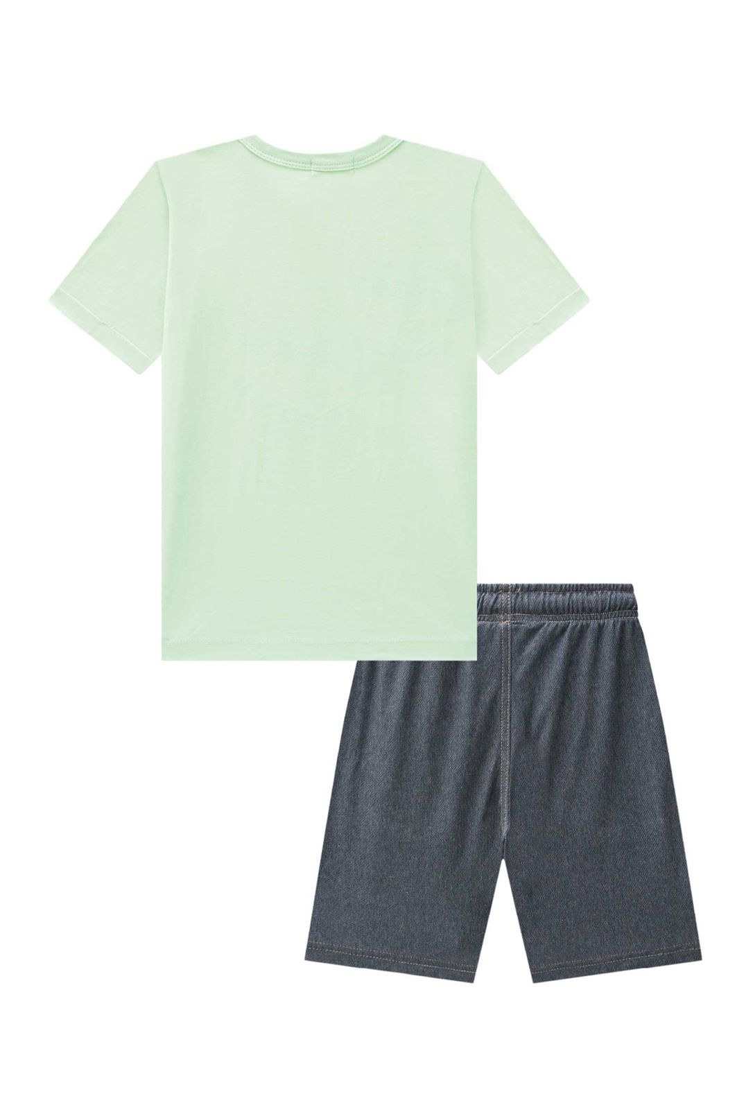 Conjunto de camiseta em meia malha e bermuda em cotton jeans com elastano 94571 LucBoo Infantil Menino Conjunto de camiseta em meia malha e bermuda em cotton jeans com elastano 94571 LucBoo Infantil Menino