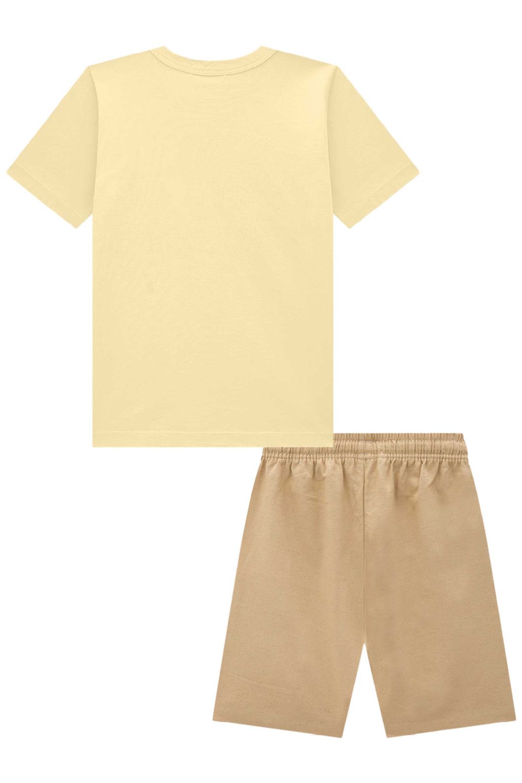 Conjunto de camiseta em meia malha e bermuda em linho santorine com elastano 96555 LucBoo Infantil Menino Conjunto de camiseta em meia malha e bermuda em linho santorine com elastano 96555 LucBoo Infantil Menino