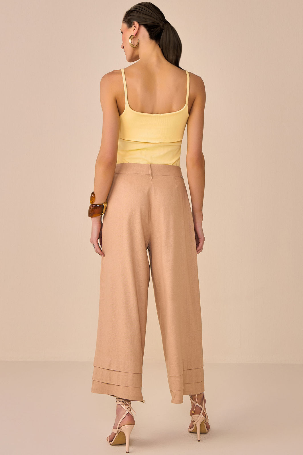 Calça maxi midi em blend de linho e viscose 95845 Linzzi Calça maxi midi em blend de linho e viscose 95845 Linzzi