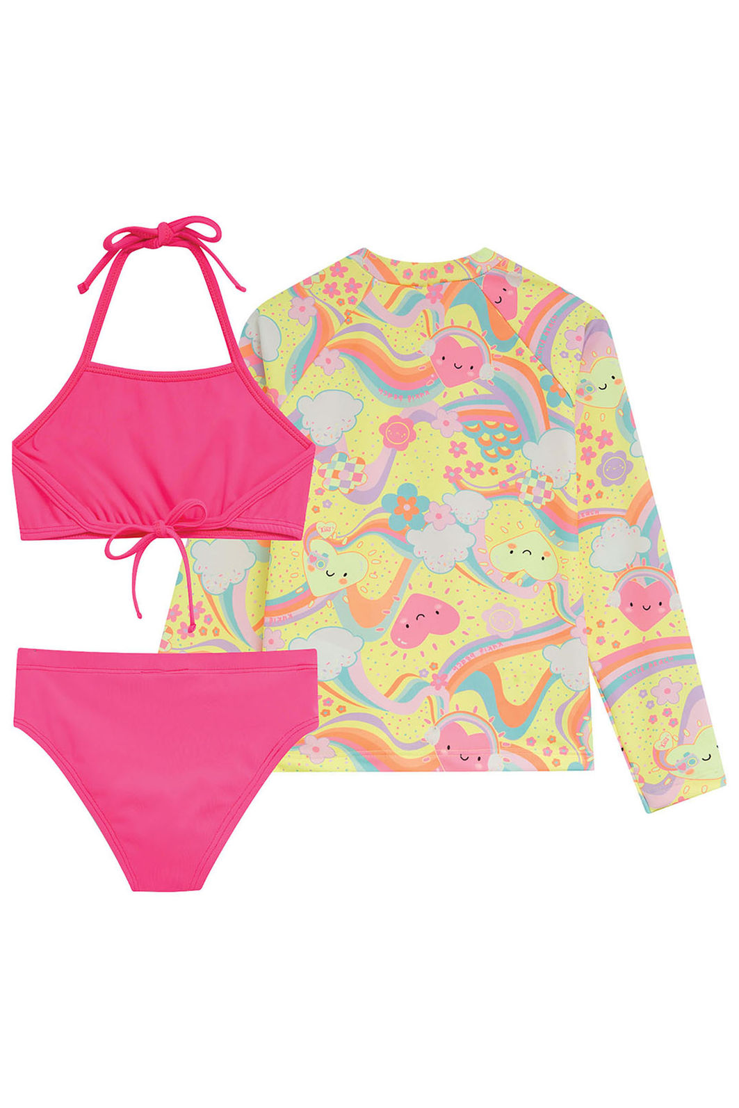 Trio de biquíni em malha poliamida e blusa em malha com proteção UV50+ 96089 Kukiê Infantil Menina Trio de biquíni em malha poliamida e blusa em malha com proteção UV50+ 96089 Kukiê Infantil Menina