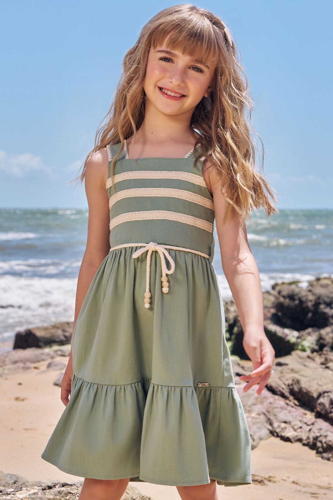 Vestido em linho com elastano 97542 Infanti Infantil Menina Vestido em linho com elastano 97542 Infanti Infantil Menina