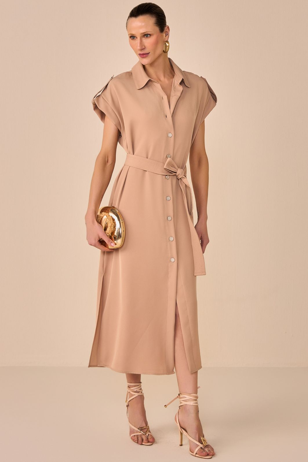 Vestido chemise em crepe alfaiataria 94736 Linzzi Vestido chemise em crepe alfaiataria 94736 Linzzi