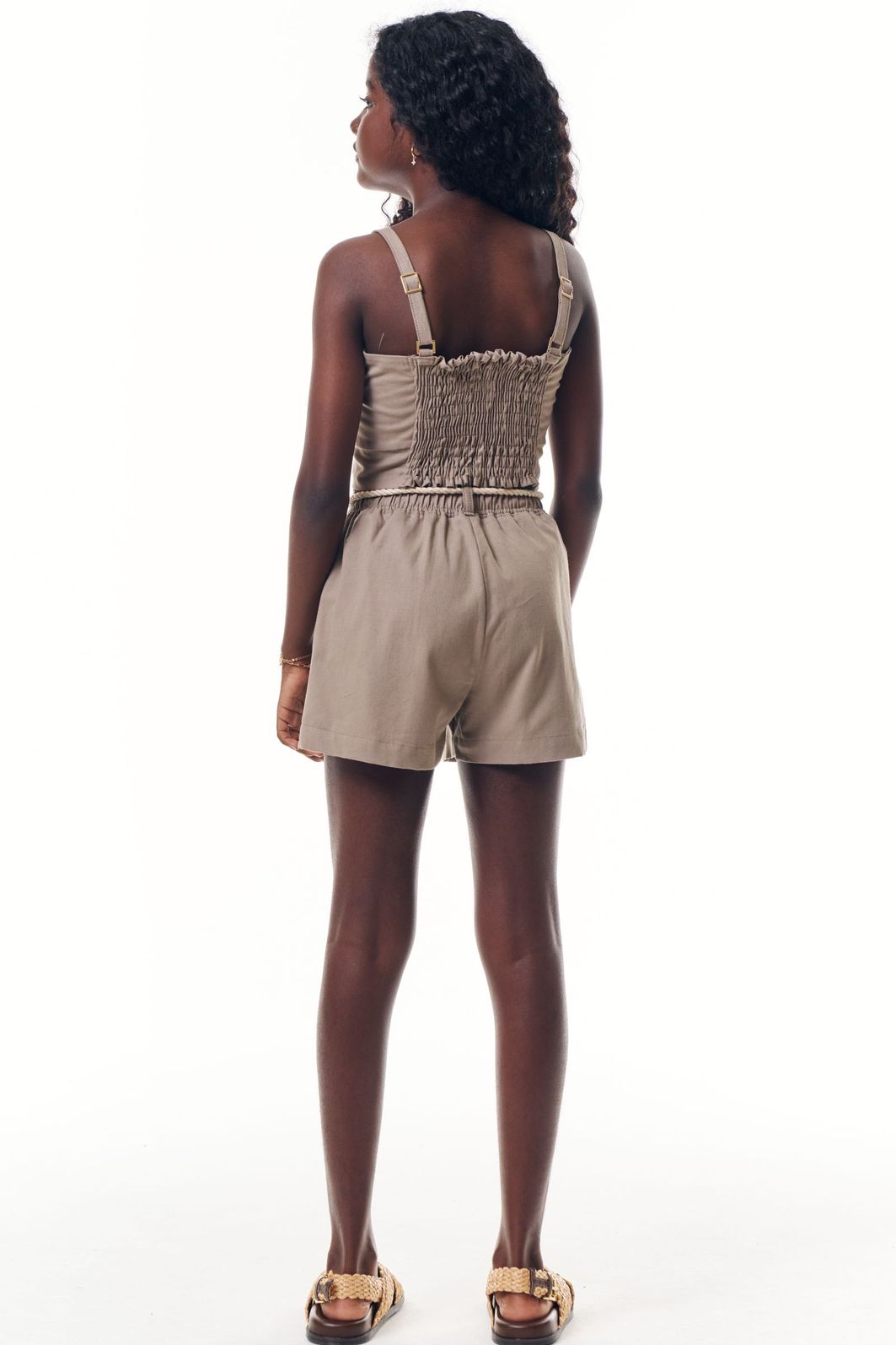Conjunto de regata e shorts em linho santorine 92606 Lilimoon Teen Menina