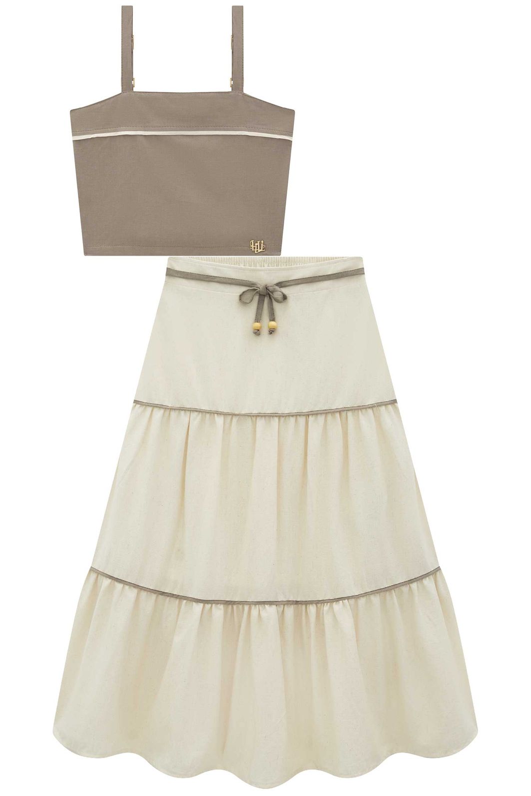 Conjunto de regata e saia midi em linho santorine 92612 Lilimoon Teen Menina