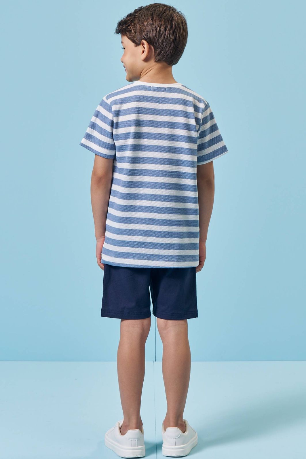 Conjunto de camiseta em malha brizza e bermuda em sarja girassol com elastano 96002 LucBoo Infantil Menino Conjunto de camiseta em malha brizza e bermuda em sarja girassol com elastano 96002 LucBoo Infantil Menino
