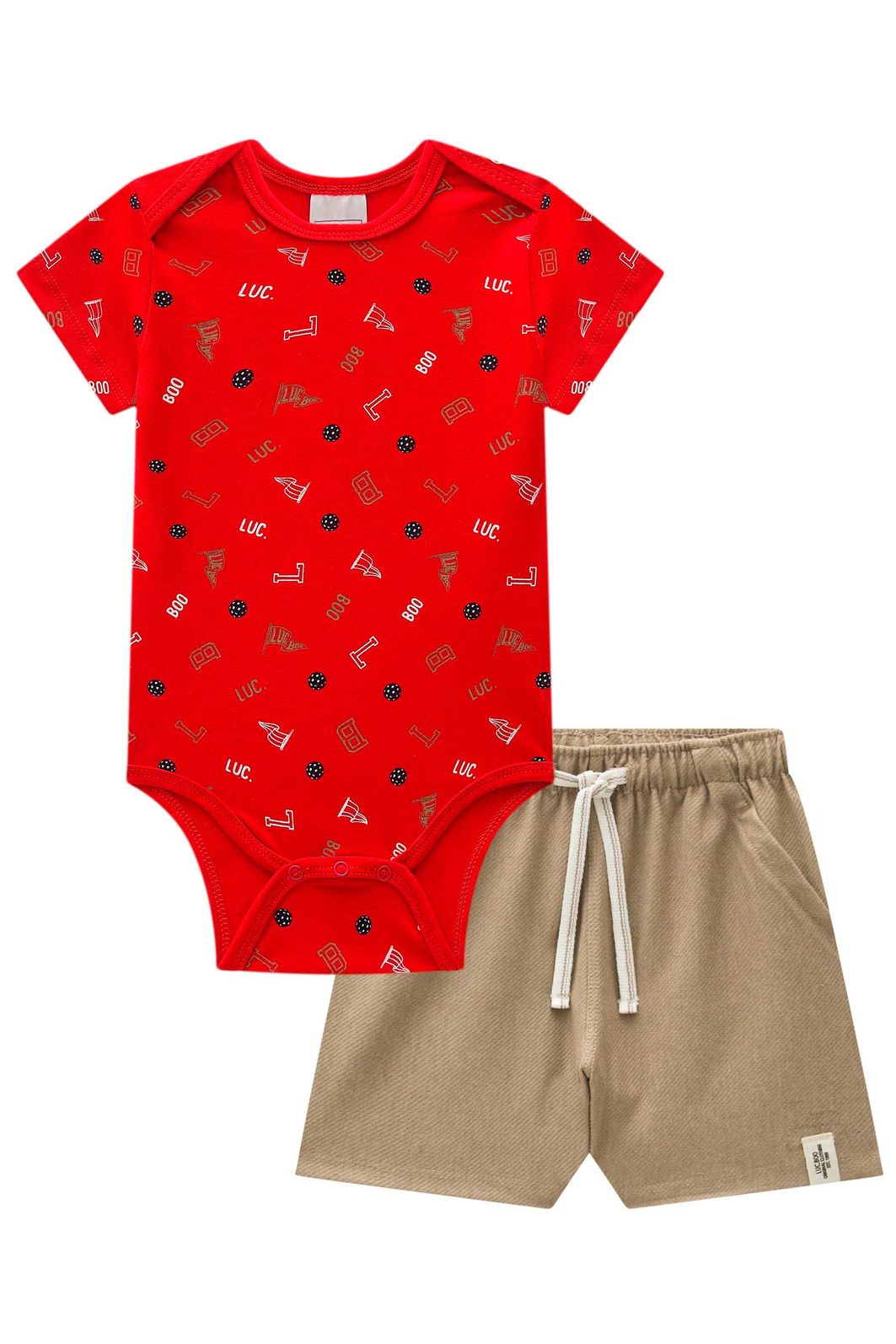 Conjunto de body em cotton e bermuda em cotton jeans com elastano 97972 LucBoo Bebê Menino Conjunto de body em cotton e bermuda em cotton jeans com elastano 97972 LucBoo Bebê Menino